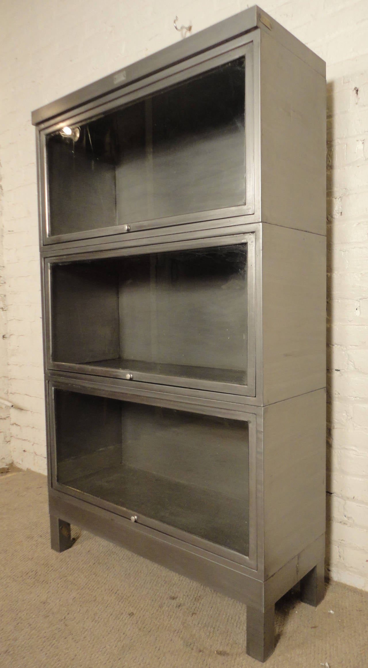 Beautifully Restored Industrial Metal Barrister Bookcase Beautifully Restored Industrial Metal Barrister Bookcase