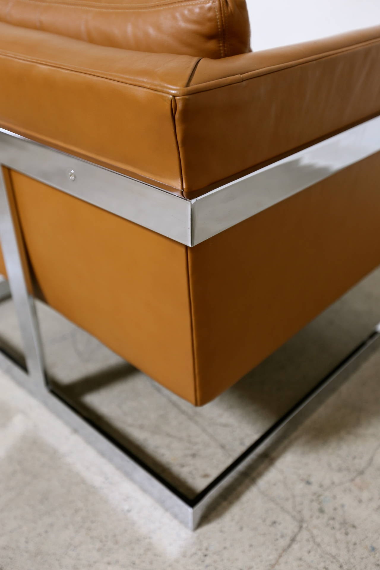 Original Leather "Cube" Chair by Milo Baughman For Sale at 1stDibs