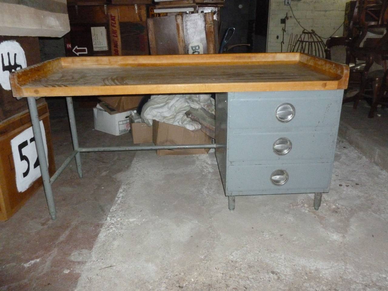 Kitchen Island/Food Prep Table with Maple Top, Steel Frame and Drawers