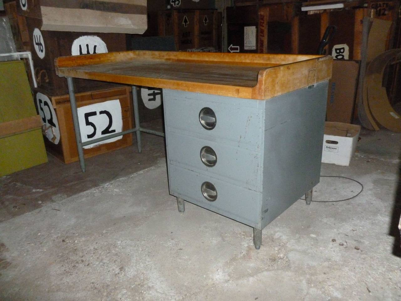 Kitchen Island/Food Prep Table with Maple Top, Steel Frame and Drawers