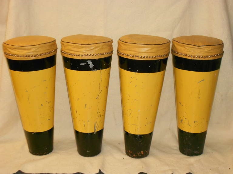 Set of 4 midcentury bar stools designed as bongo drums at 1stdibs