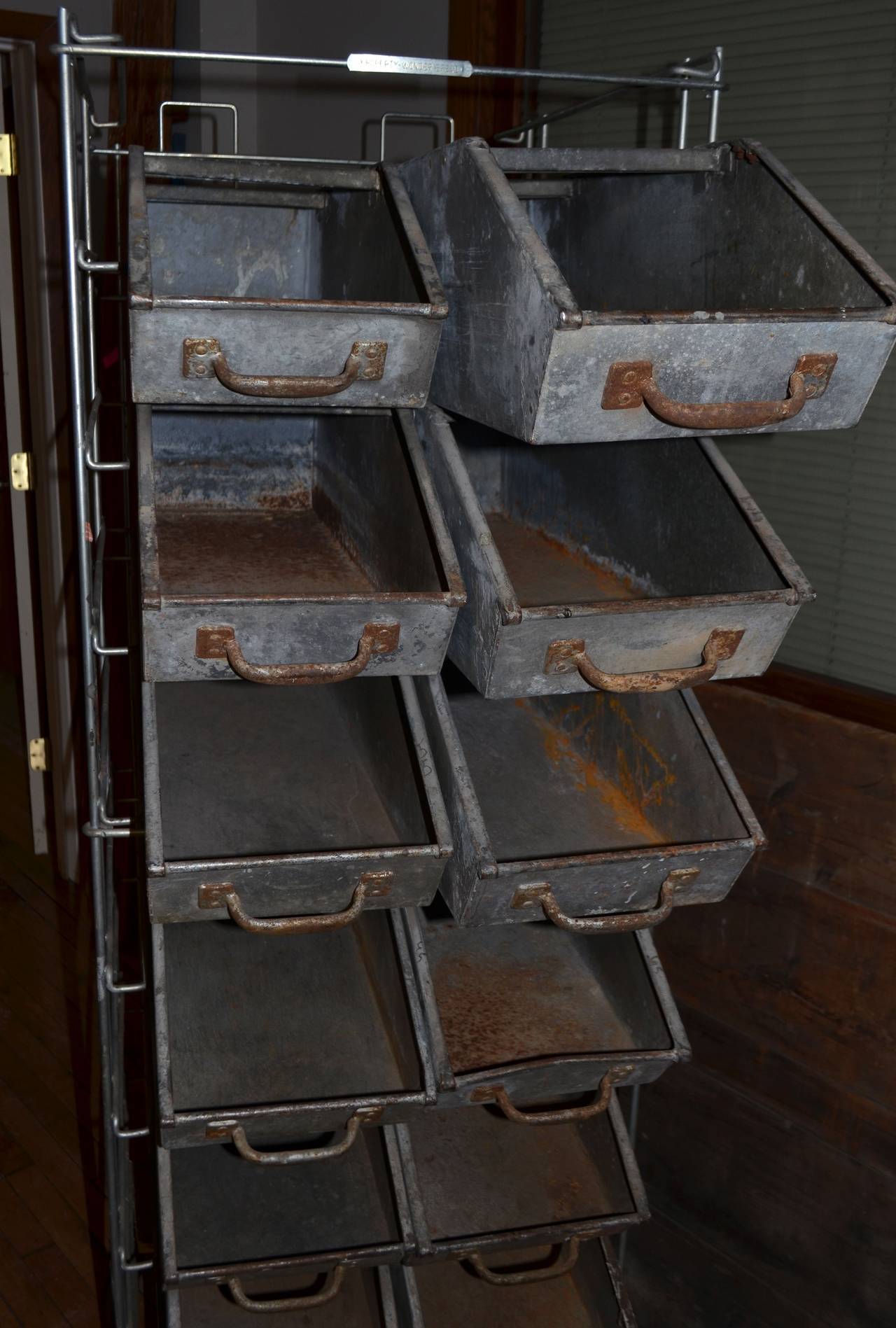 Industrial Bakery Rack with 14 Bins from Wonder Bread Factory at 1stDibs