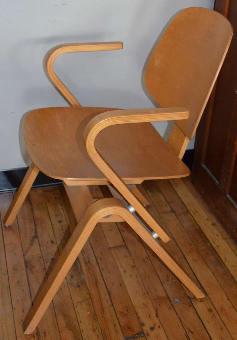 MidCentury Modern Armchair with Shaped Plywood Seat and Back at 1stDibs