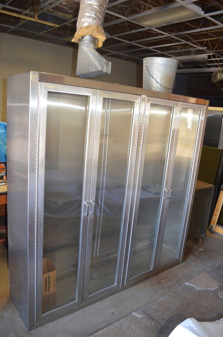 Stainless Steel Medical with Fulllength Glass Doors and Shelf