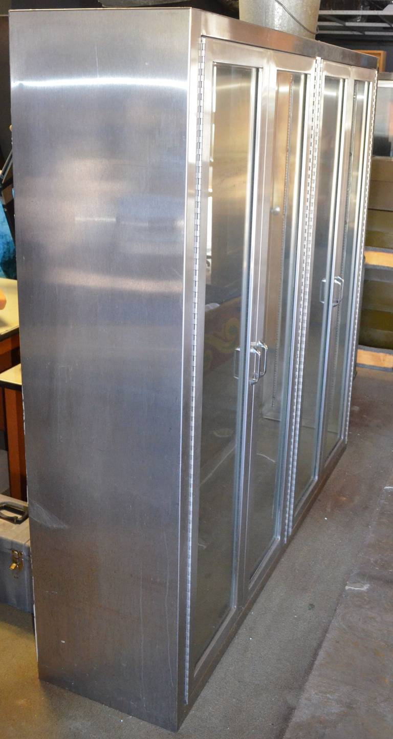 Stainless Steel Medical with Fulllength Glass Doors and Shelf