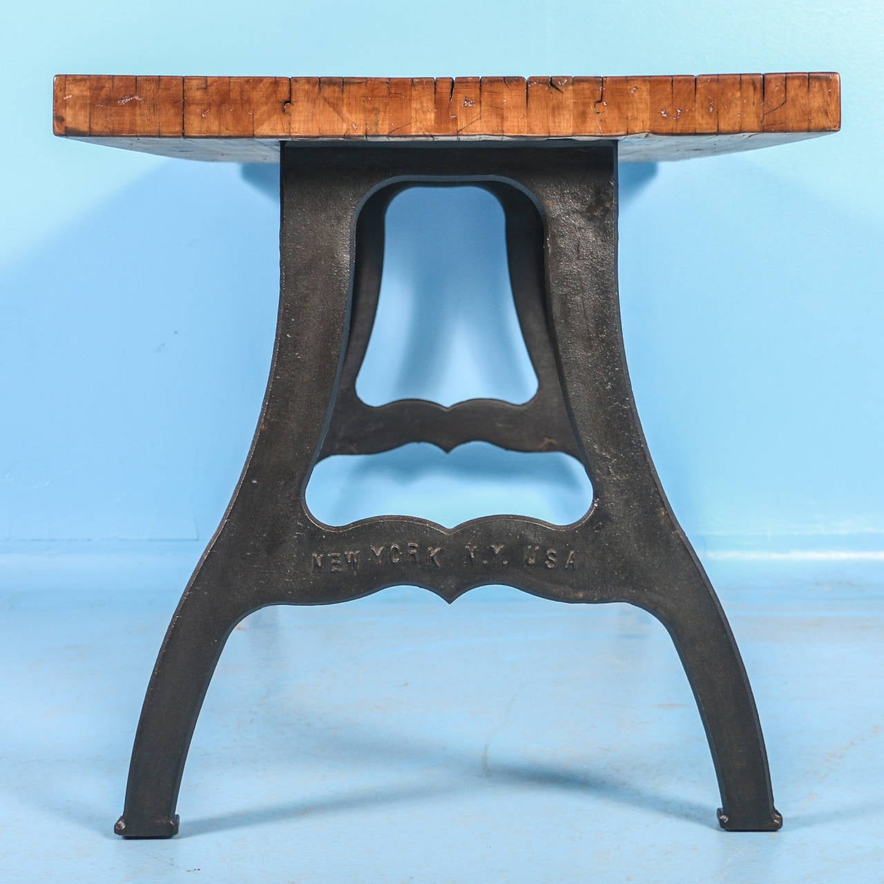 Rustic Writing or Kitchen Table Made from Reclaimed Wood and Cast Iron