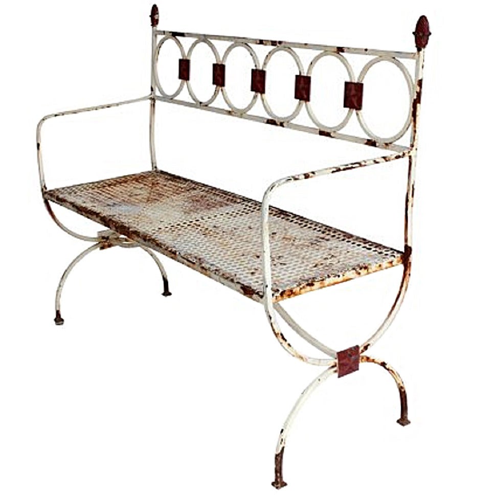 Antique French Metal Garden Bench For Sale at 1stDibs