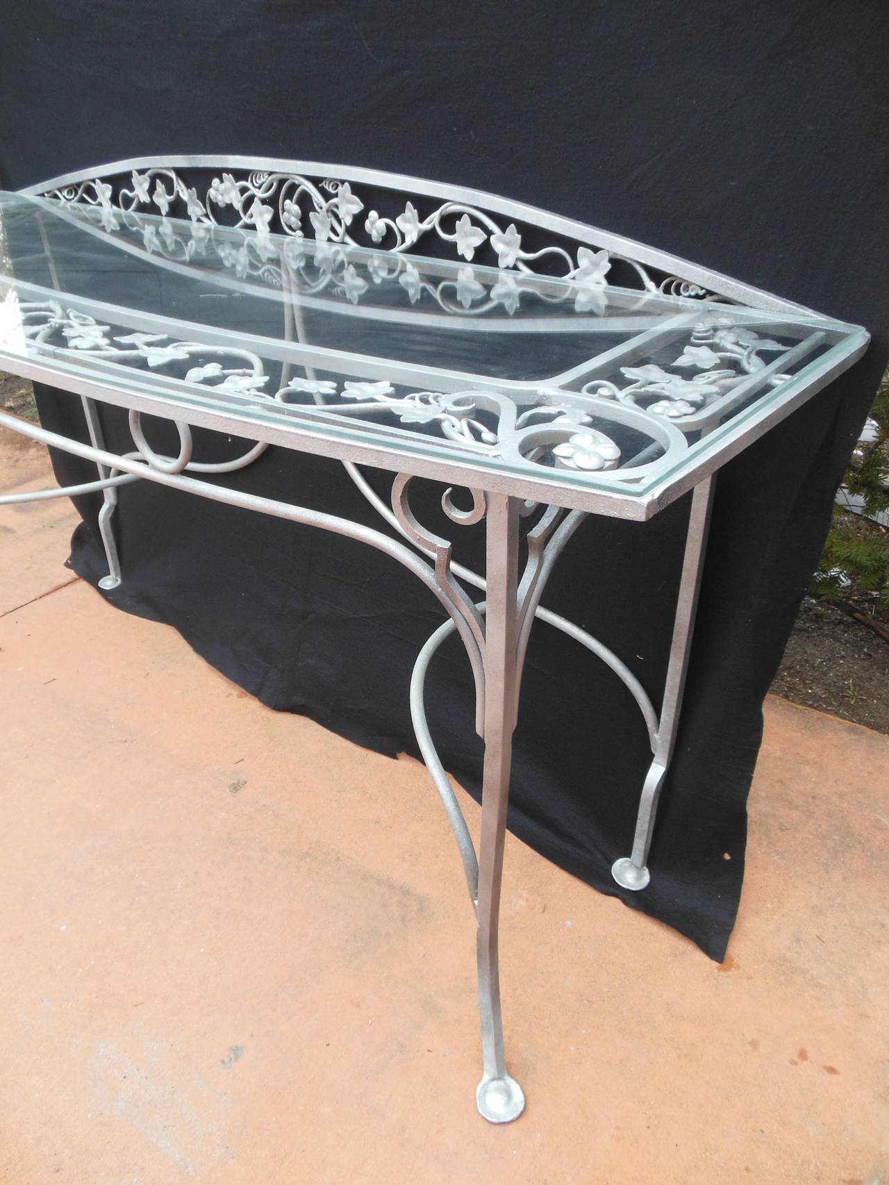 Vintage Salterini Wrought Iron Console Table For Sale at 1stDibs