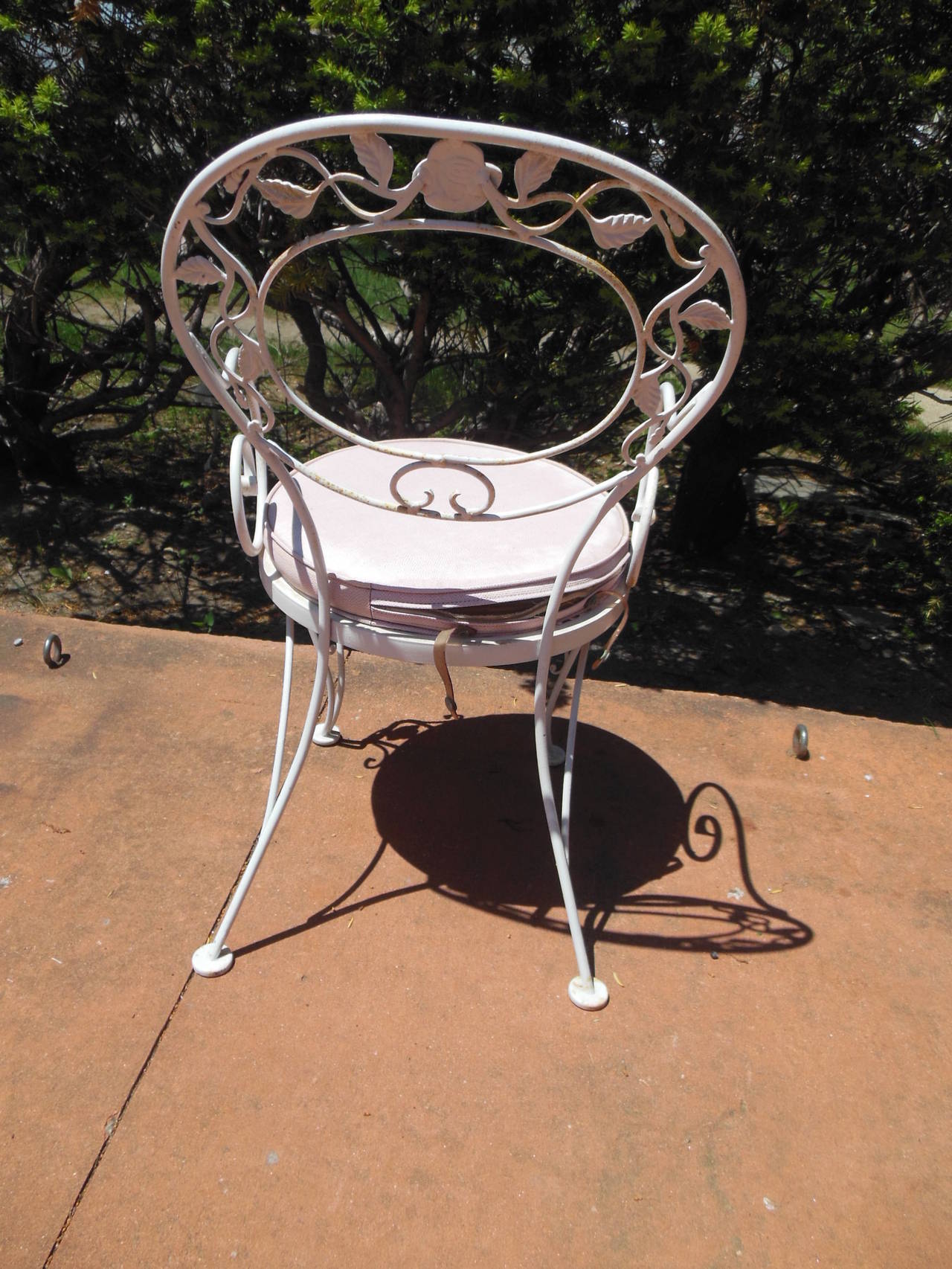Patio Dining Set, Woodard Wrought Iron Chantilly Rose Pattern at 1stdibs