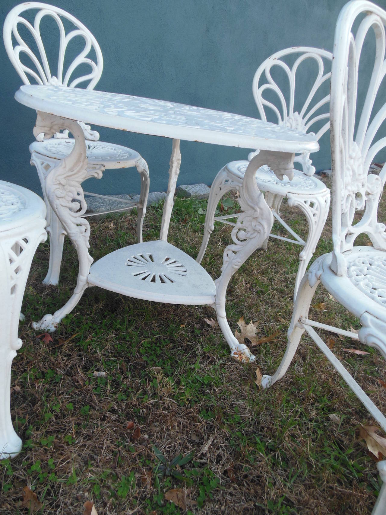 Antique Cast Iron Bistro Set, Five Pieces at 1stdibs