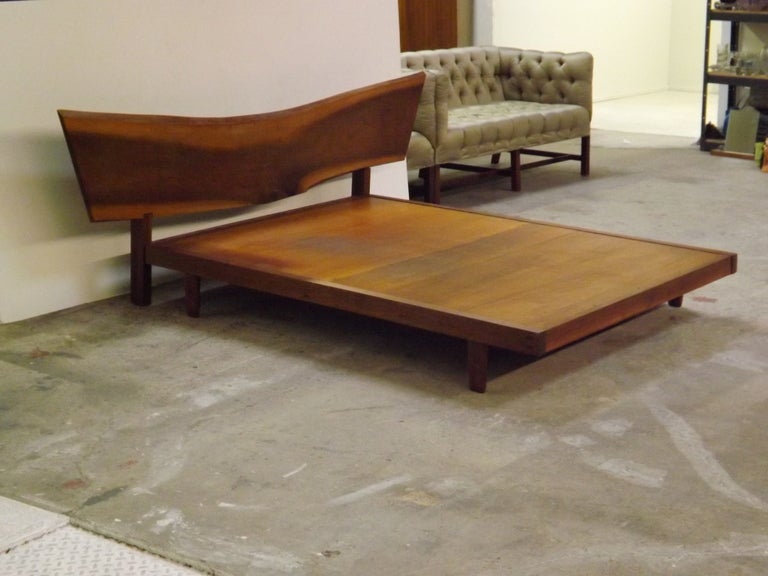 Nakashima Platform Bed with Free Edge Headboard For Sale at 1stdibs
