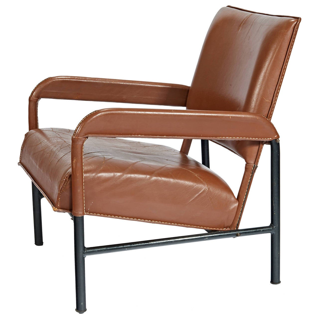 Jacques Caramel Leather Armchair For Sale at 1stDibs