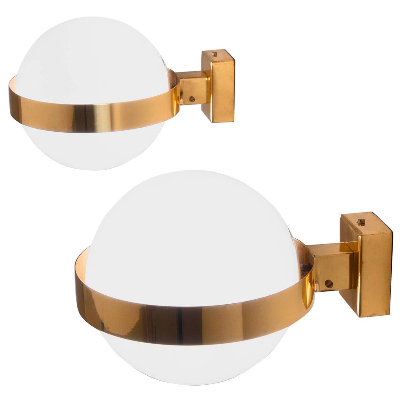 Extra Large Wall Lights in Brass with 'Floating' Globes For Sale at 1stdibs