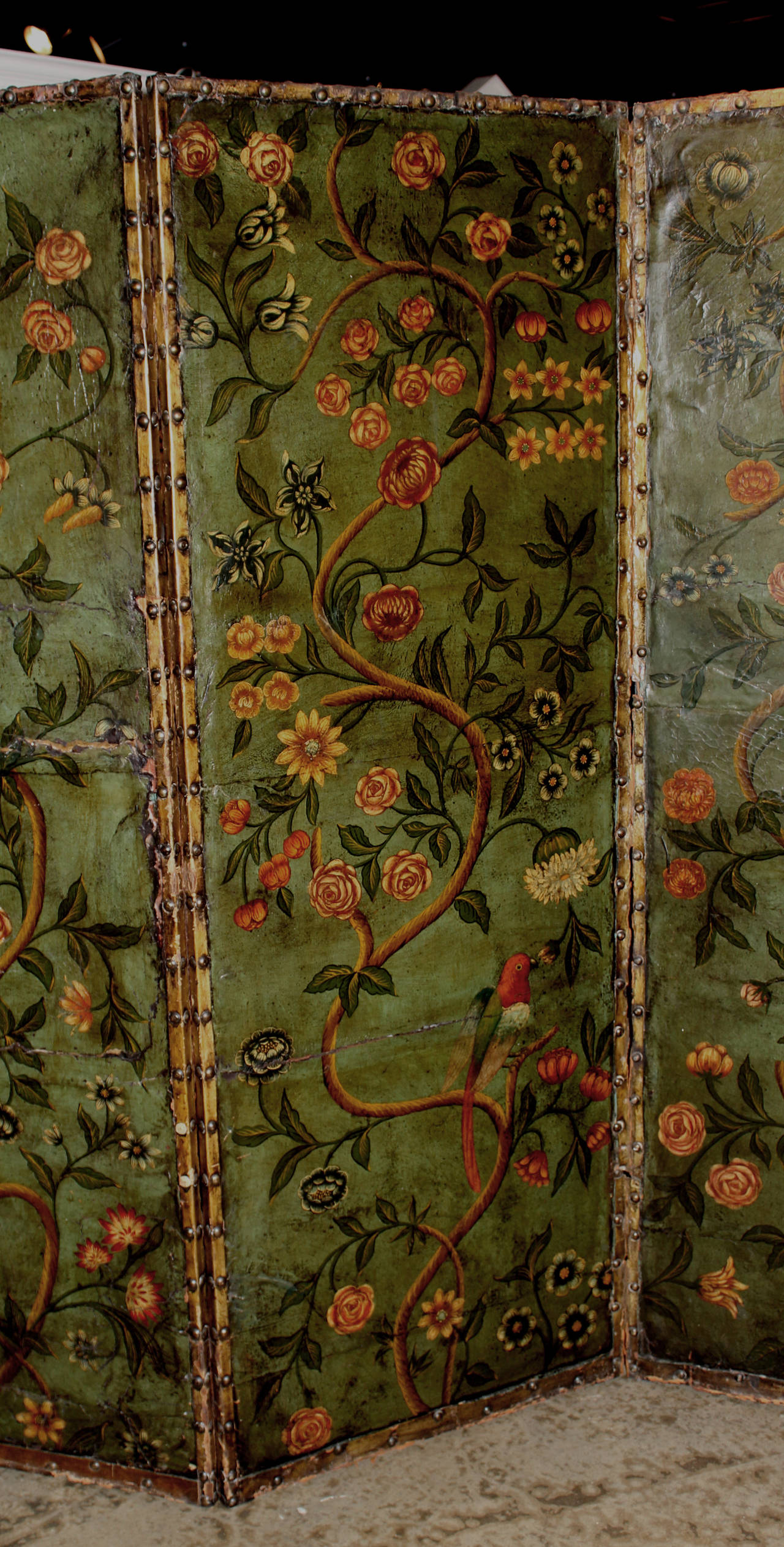Continental Polychromed Dressing Screen at 1stdibs