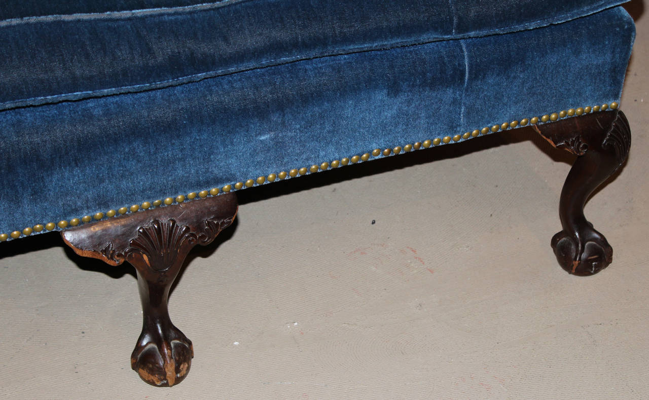 Chippendale Style Camelback Centennial Sofa with ball and claw feet at