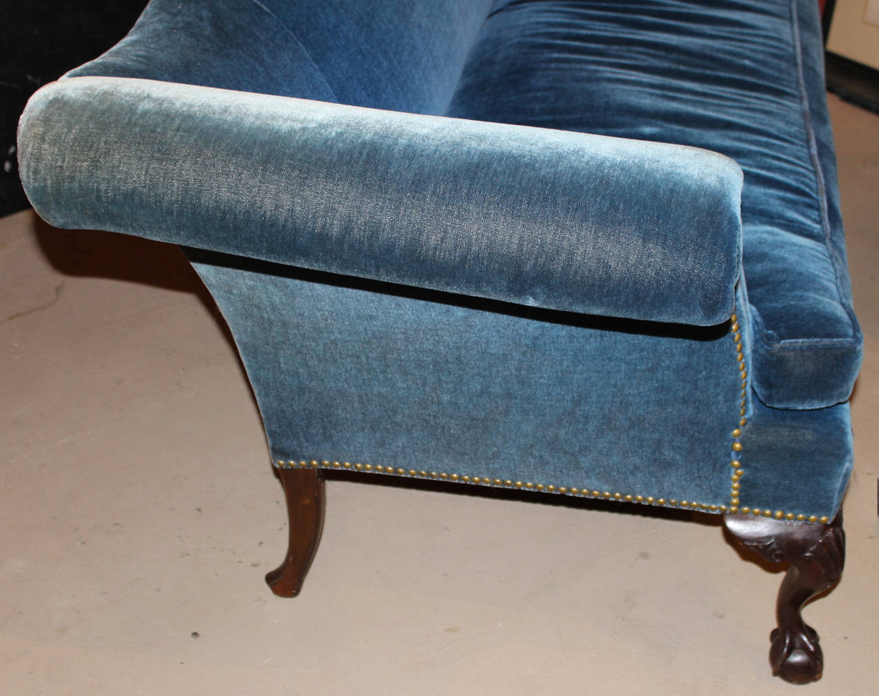 Chippendale Style Camelback Centennial Sofa with ball and claw feet at