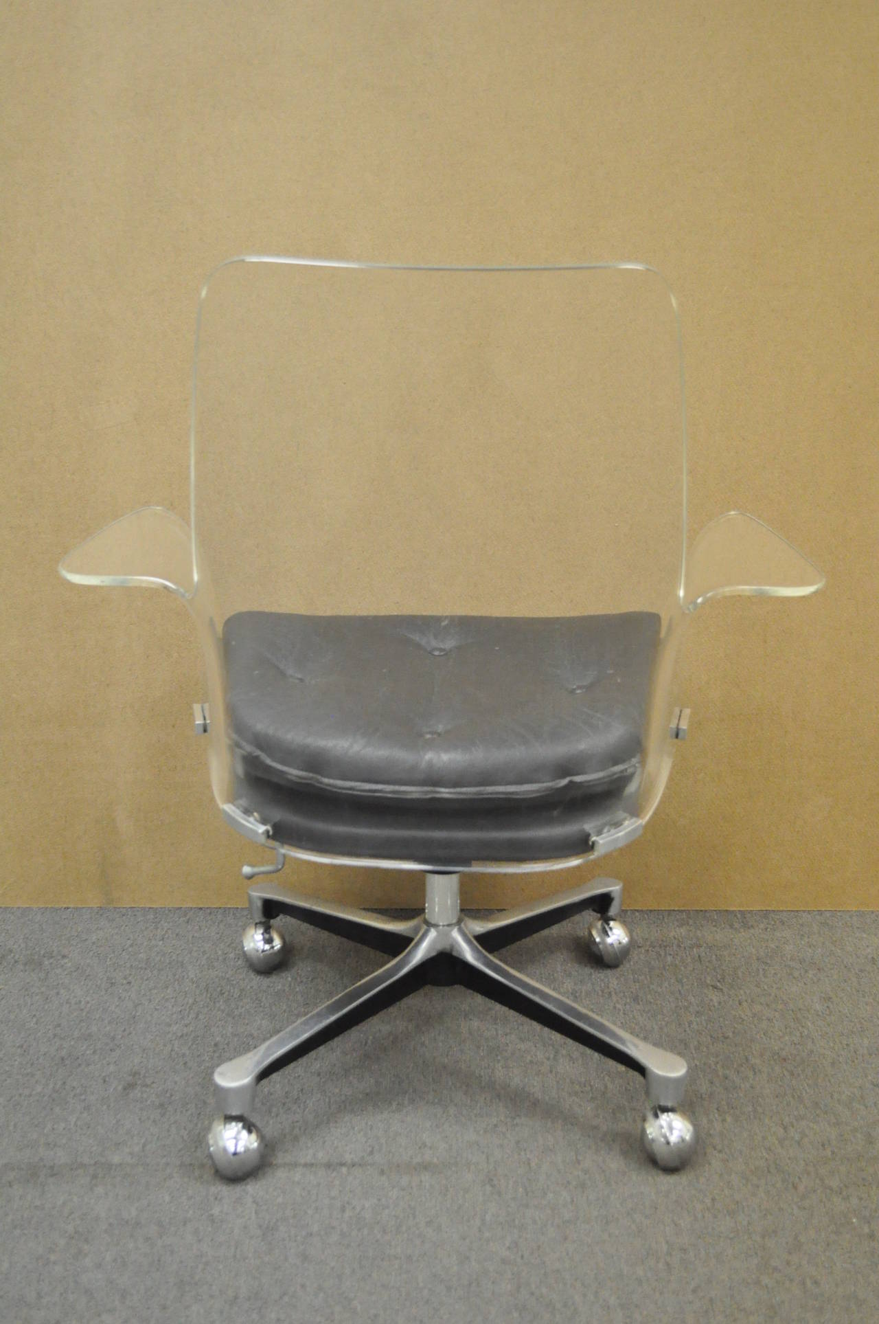 1960s Sculpted Lucite Swivel Desk Chair after Vladimir Kagan and