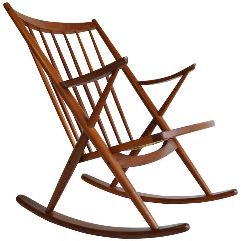 Frank Reenskaug for Bramin Danish Modern Solid Teak Rocker at 1stDibs