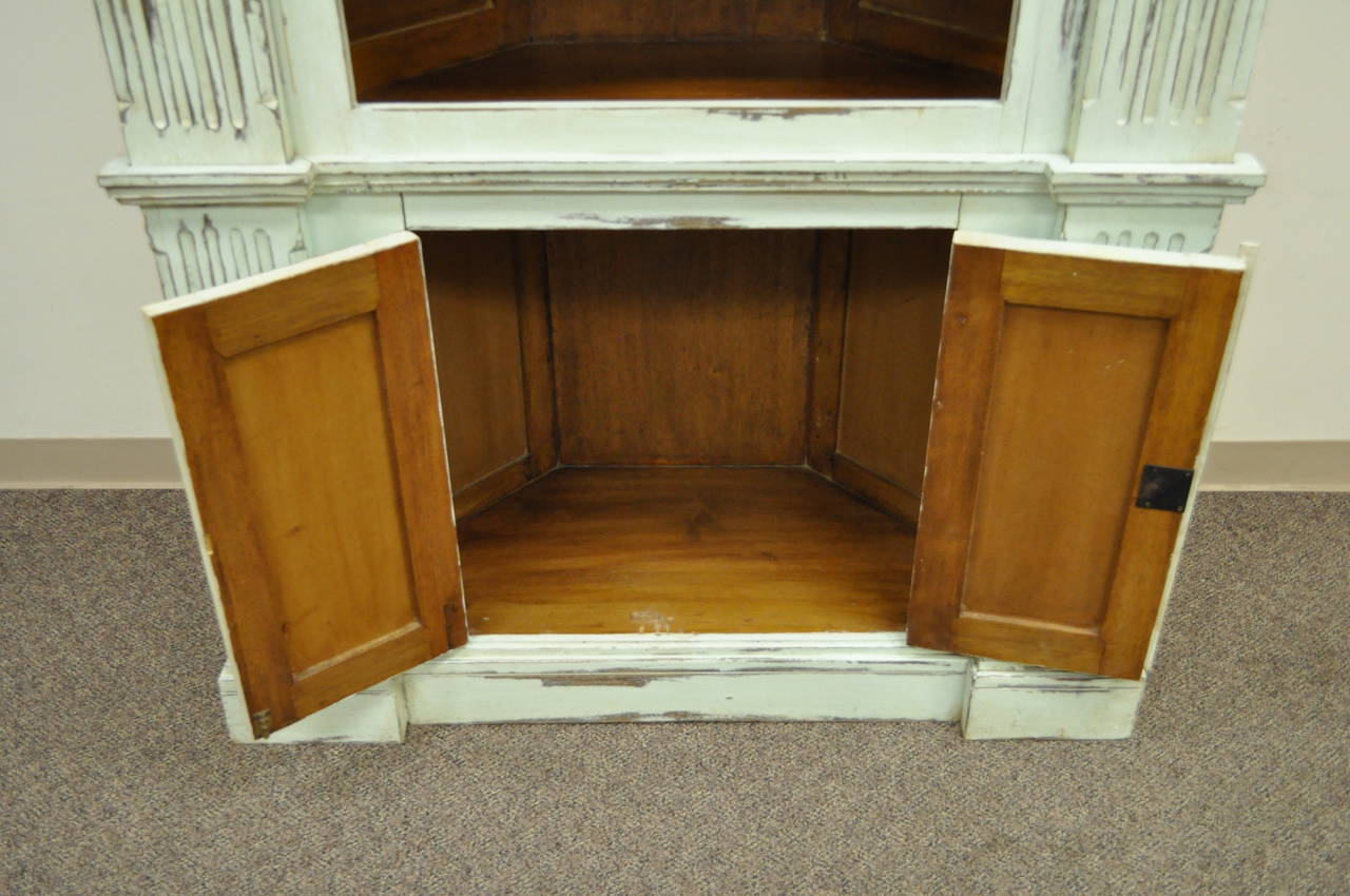 Shell Carved Blue Distress Painted Country French Style Corner