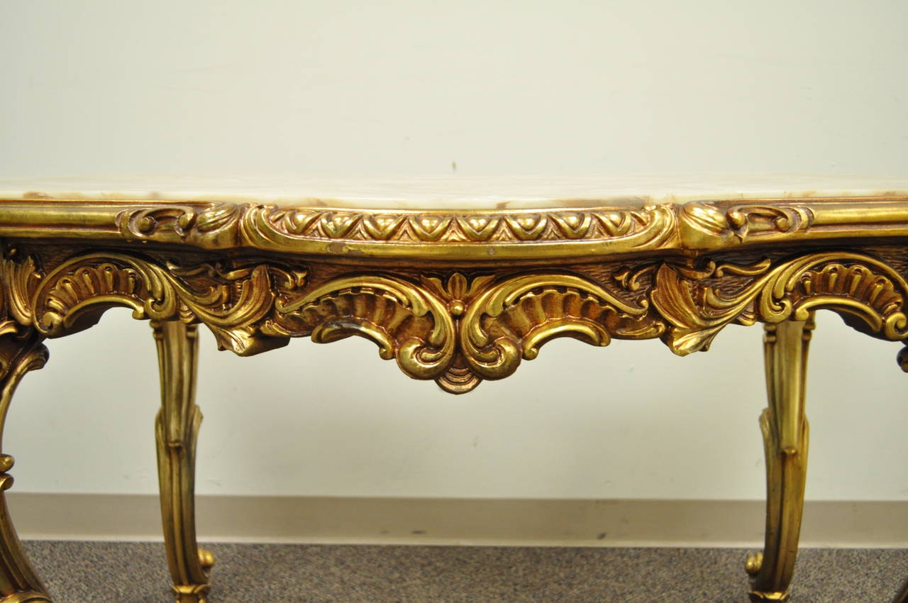 French Baroque Style Gold Gilt Vanity or Desk with Chair attr. to Roma