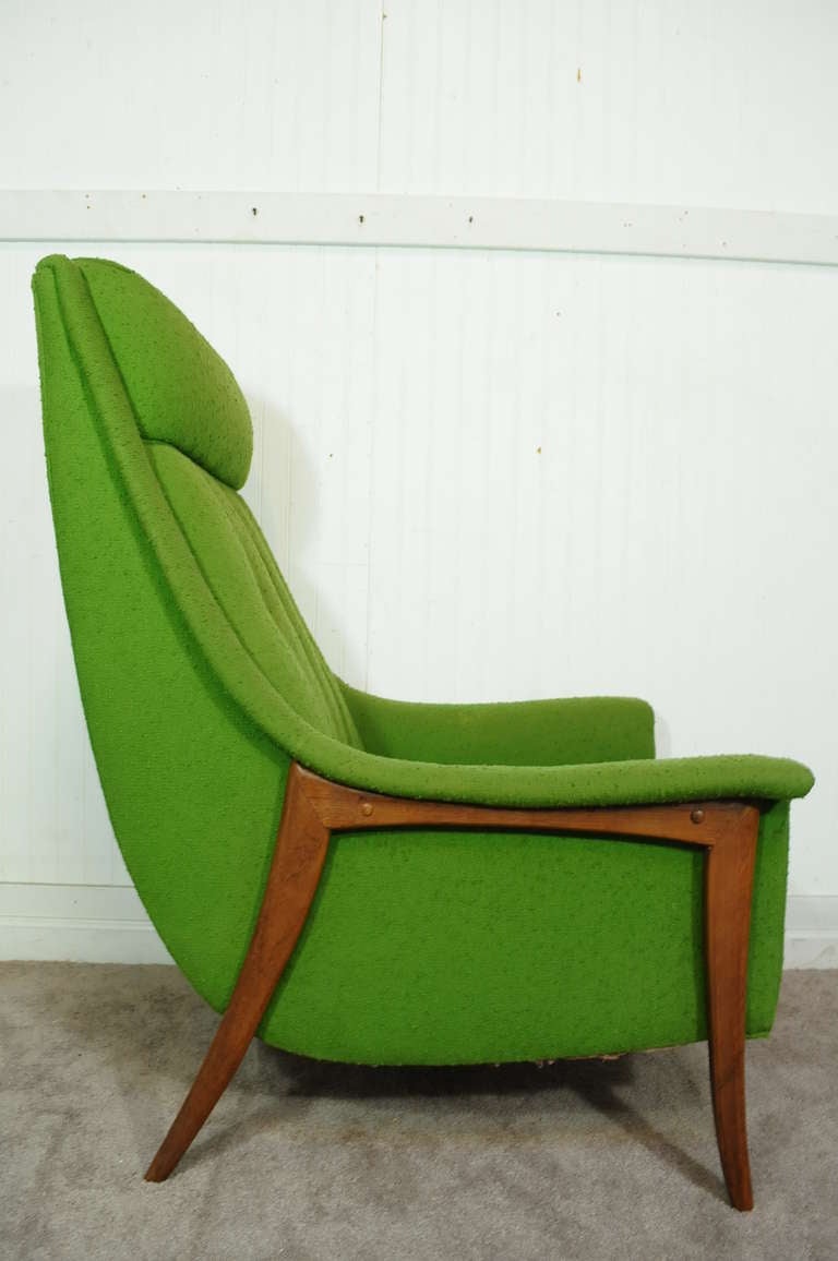 Mid Century Danish Modern Teak Klismos Lounge Chair after T.H. Robsjohn