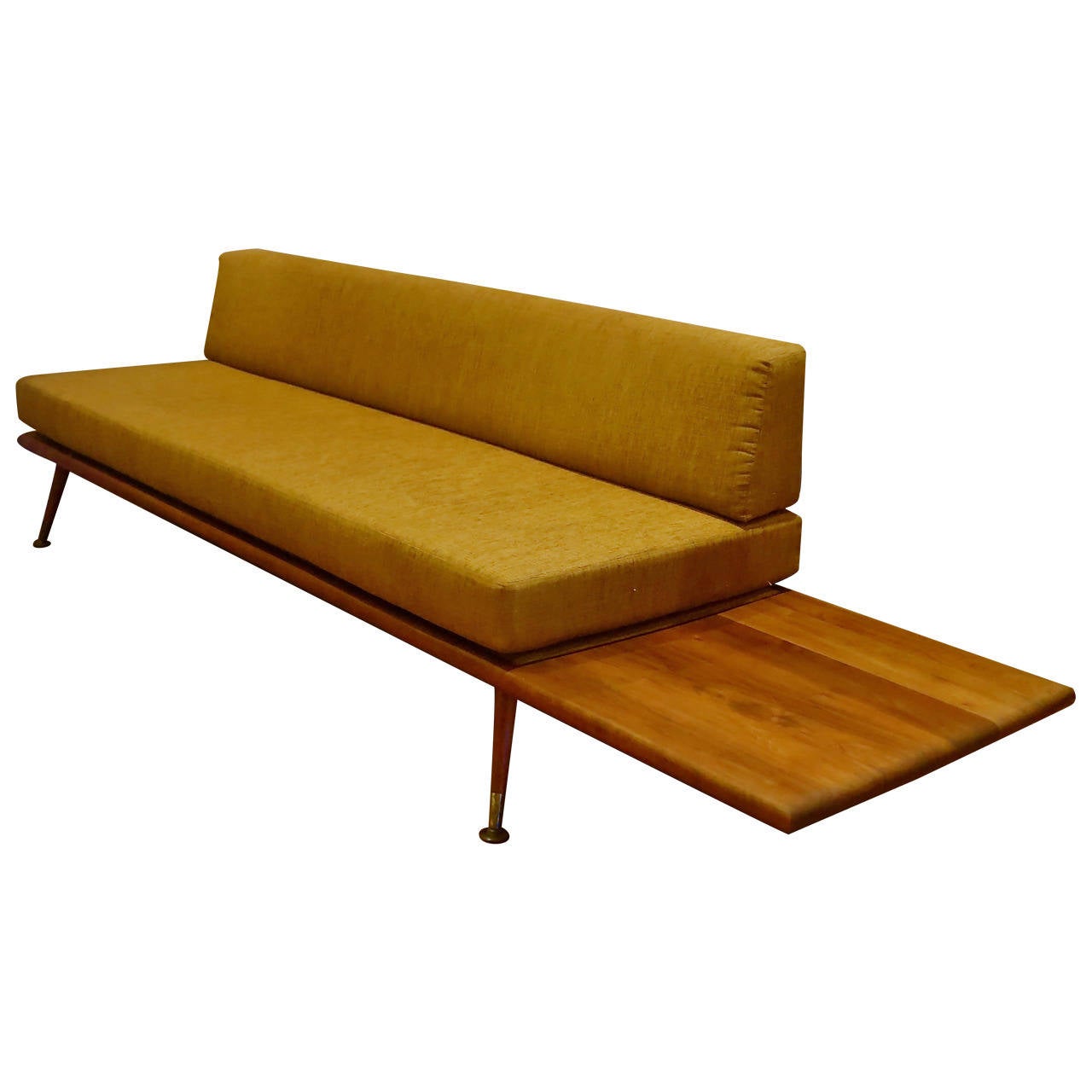 1950s Solid American Walnut Sofa or Daybed with Attached Table at 1stdibs