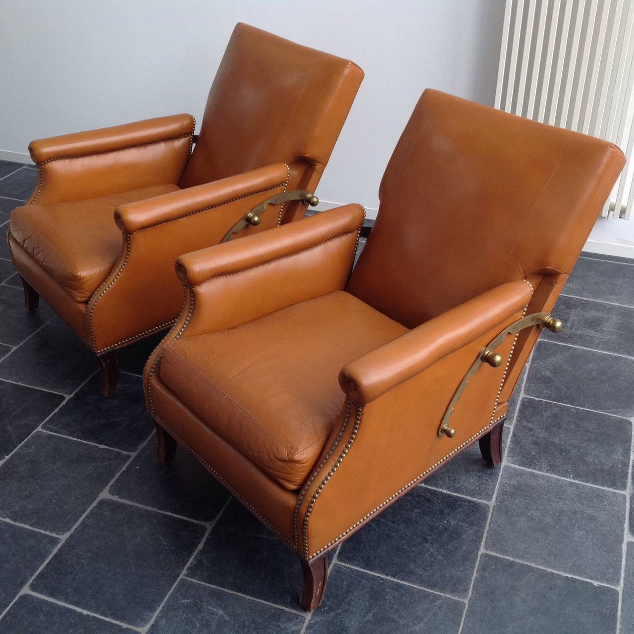 High Quality Lounge Chairs by Poltrona Frau in Original Leather, Anno