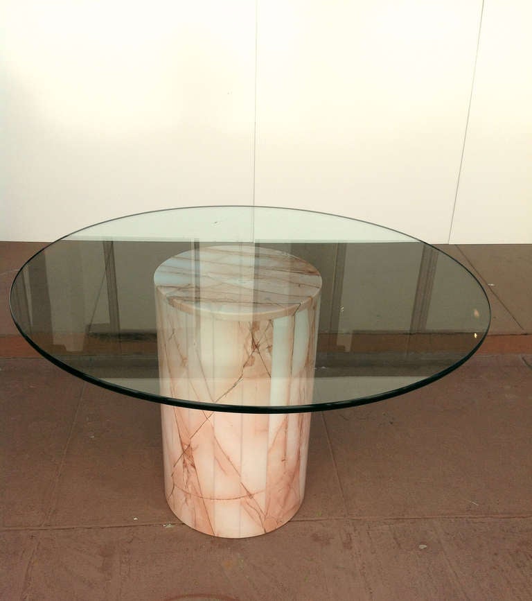 Marble Dining Table with Glass Top at 1stdibs