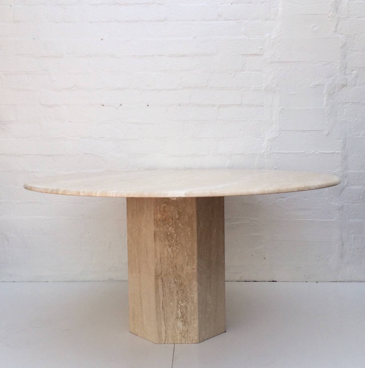 Travertine Dining Table at 1stDibs round travertine dining table