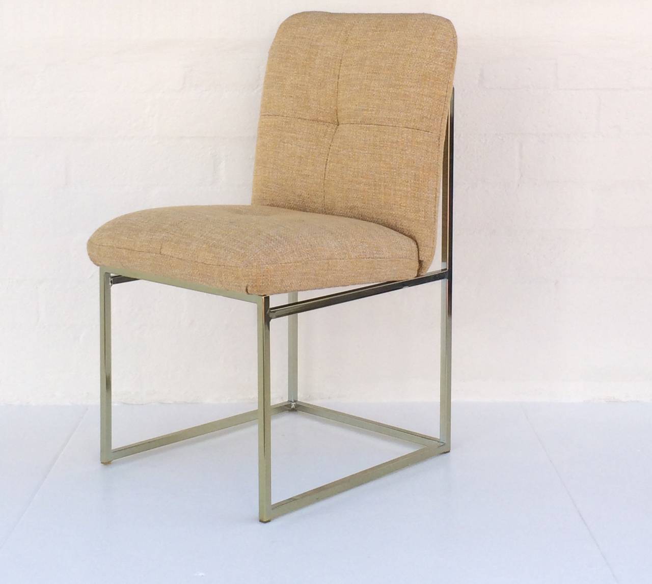 Set of Six Milo Baughman Polished Brass Base Dining Chairs at 1stdibs