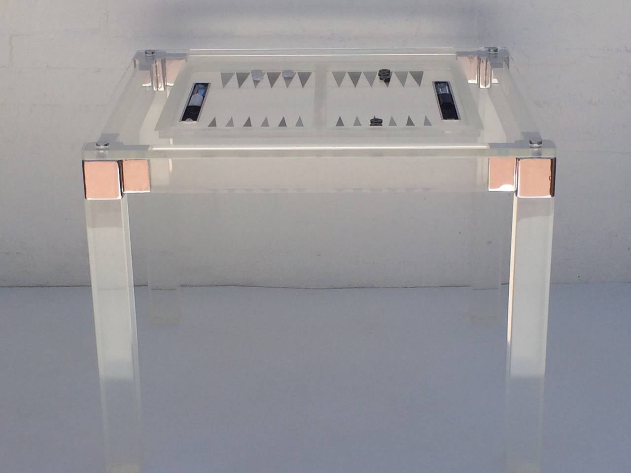Custom Made Acrylic Backgammon Table and Chairs by Charles Hollis Jones