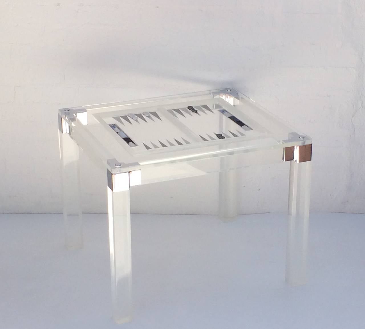Custom Made Acrylic Backgammon Table and Chairs by Charles Hollis Jones