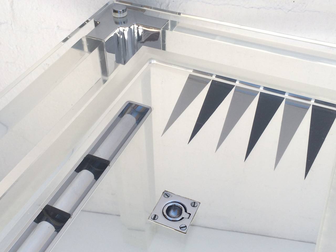 Custom Made Acrylic Backgammon Table and Chairs by Charles Hollis Jones