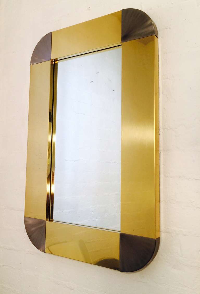 Polished Brass and Brushed Steel Mirror by Curtis Jere at 1stdibs