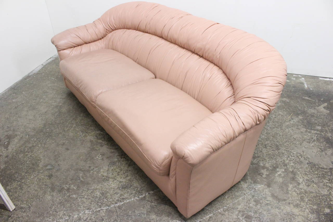 80's Style Glam Blush Colored Leather Sofa at 1stDibs blush leather