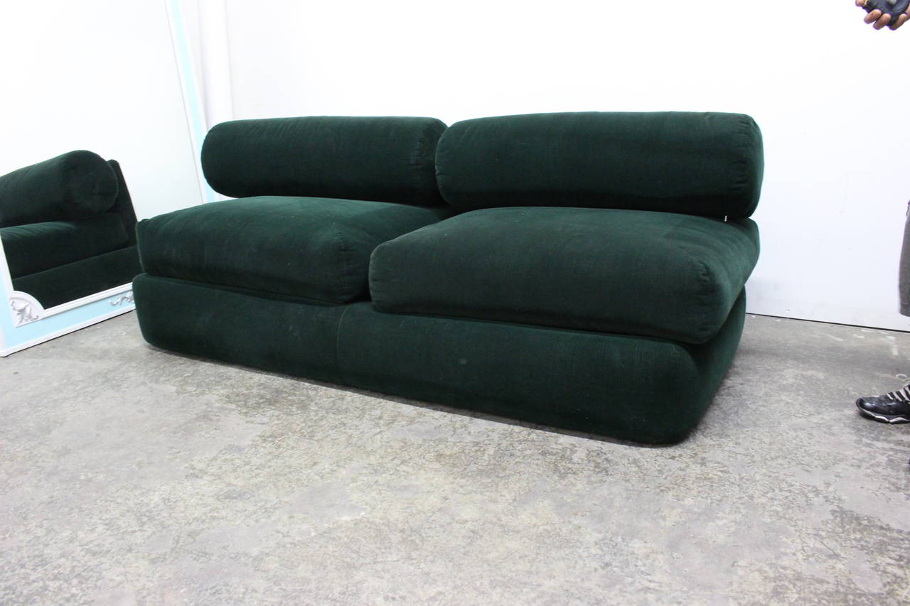 Green Corduroy Sofa in the Style of Milo Baughman at 1stDibs green