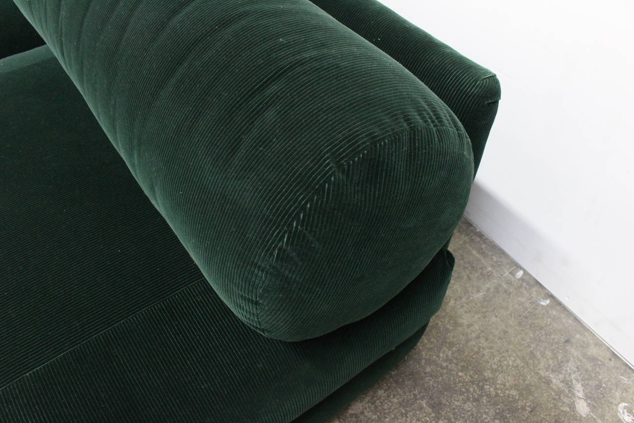 Green Corduroy Sofa in the Style of Milo Baughman at 1stDibs green