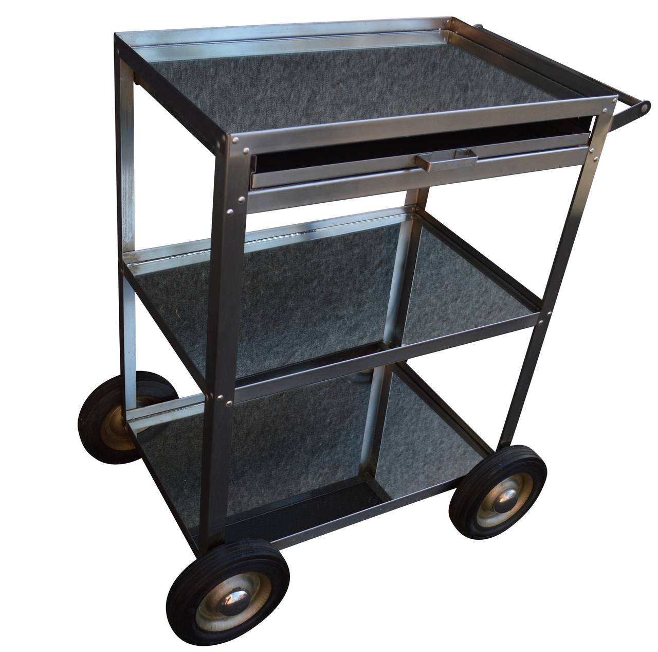 Stainless Steel Bar Cart at 1stDibs