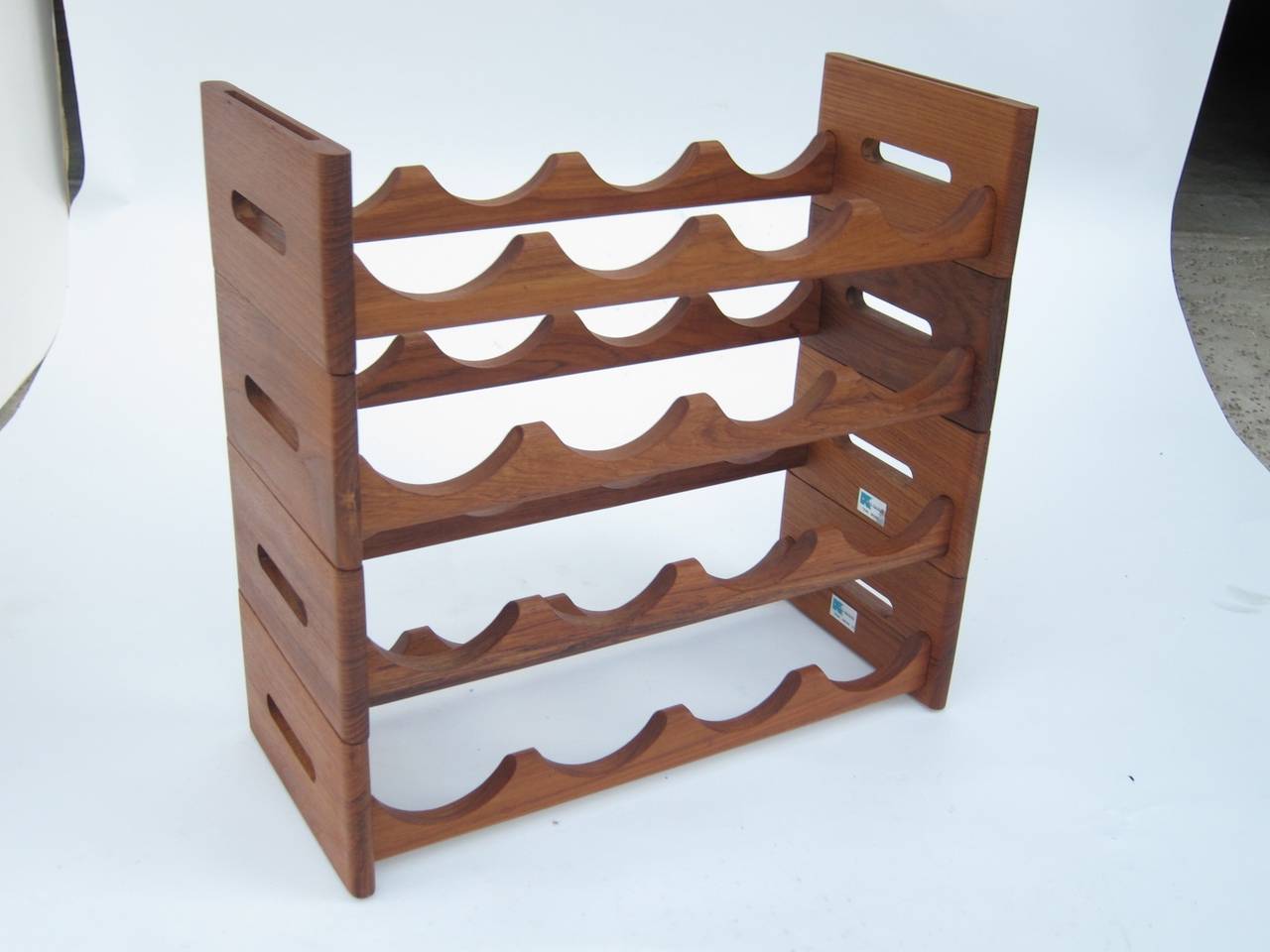 Solid Teak Stackable Swedish Wine Rack at 1stDibs
