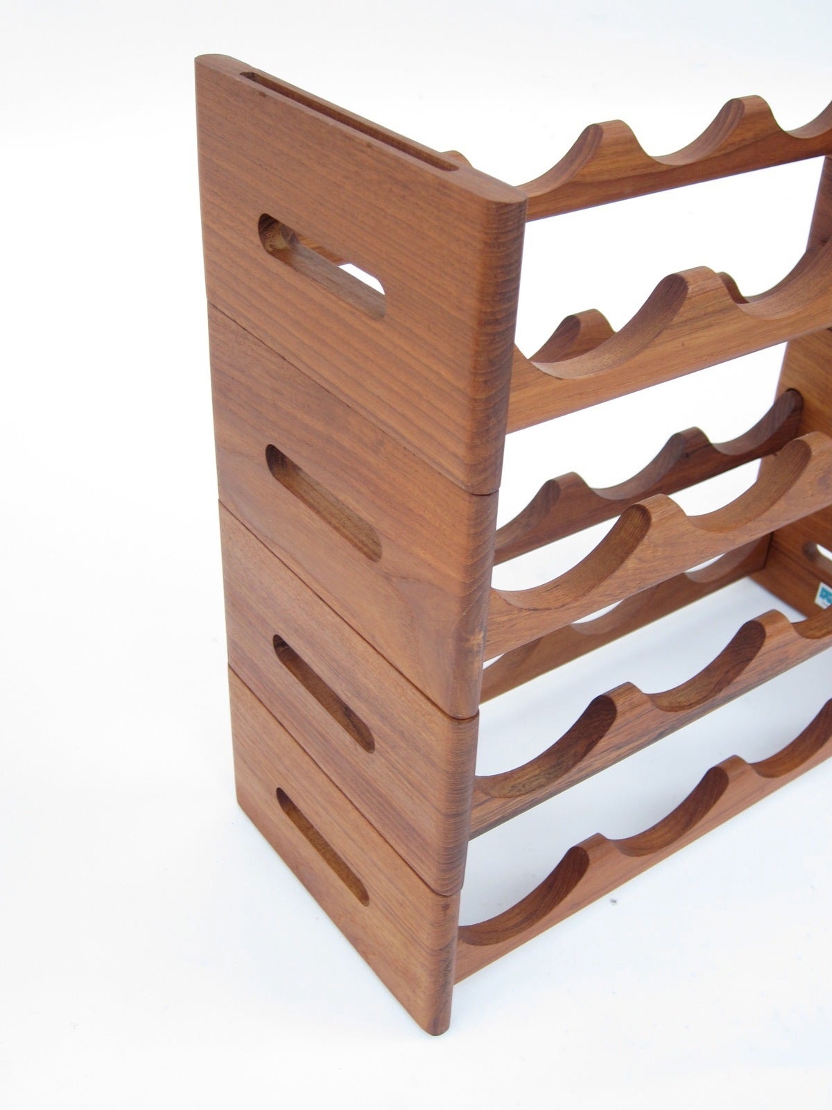Solid Teak Stackable Swedish Wine Rack at 1stDibs