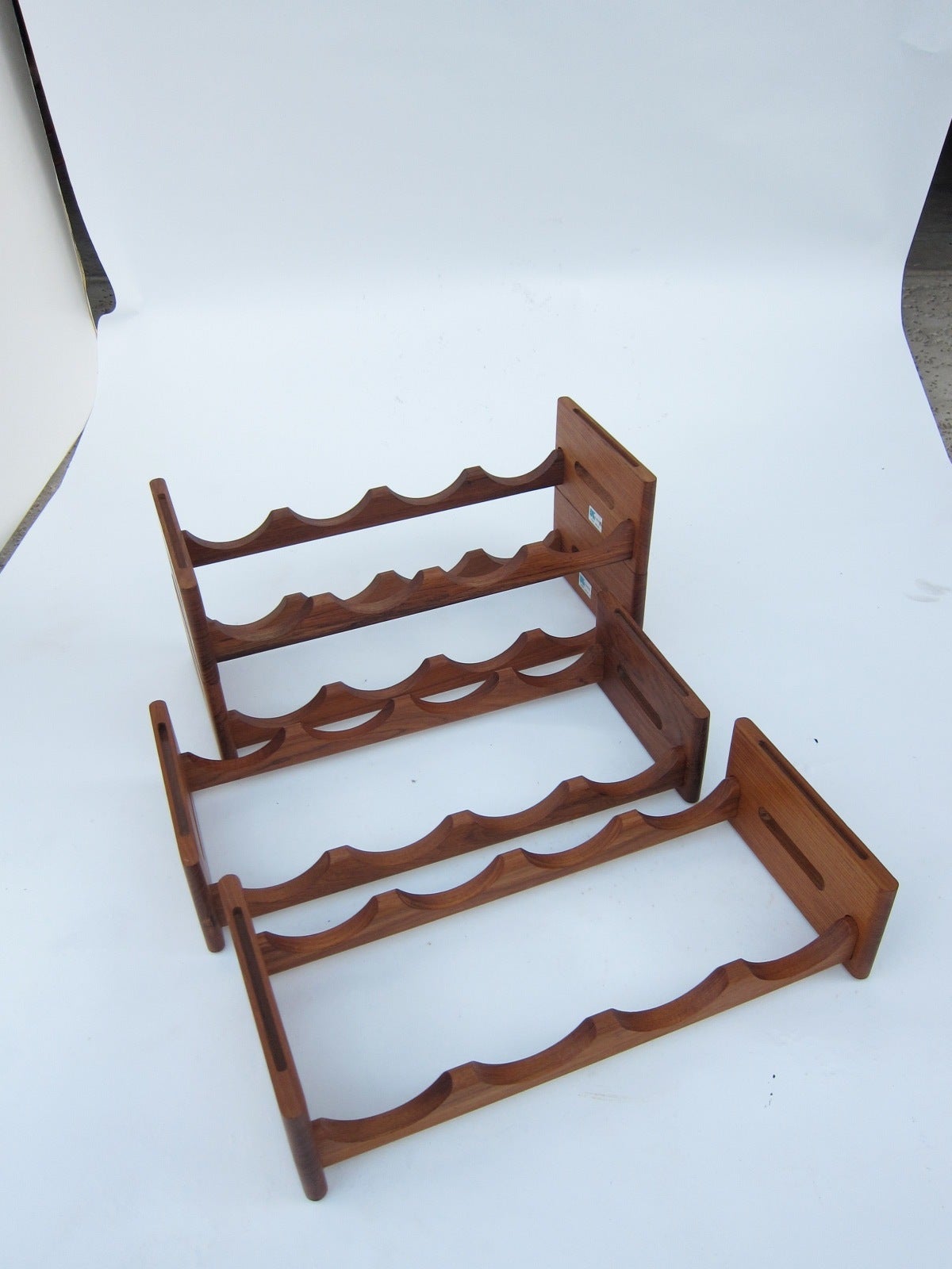 Solid Teak Stackable Swedish Wine Rack at 1stDibs