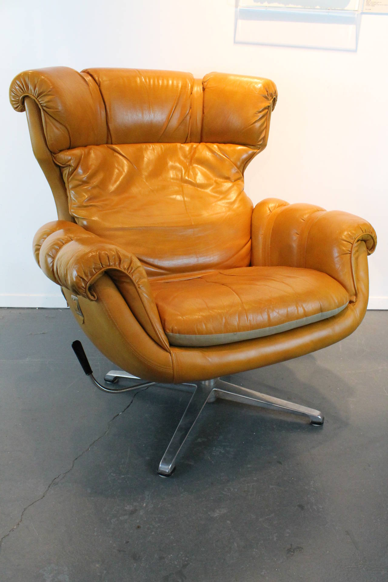 Overman Egg Form Swiveling Lounge Chair and Ottoman For Sale at 1stDibs