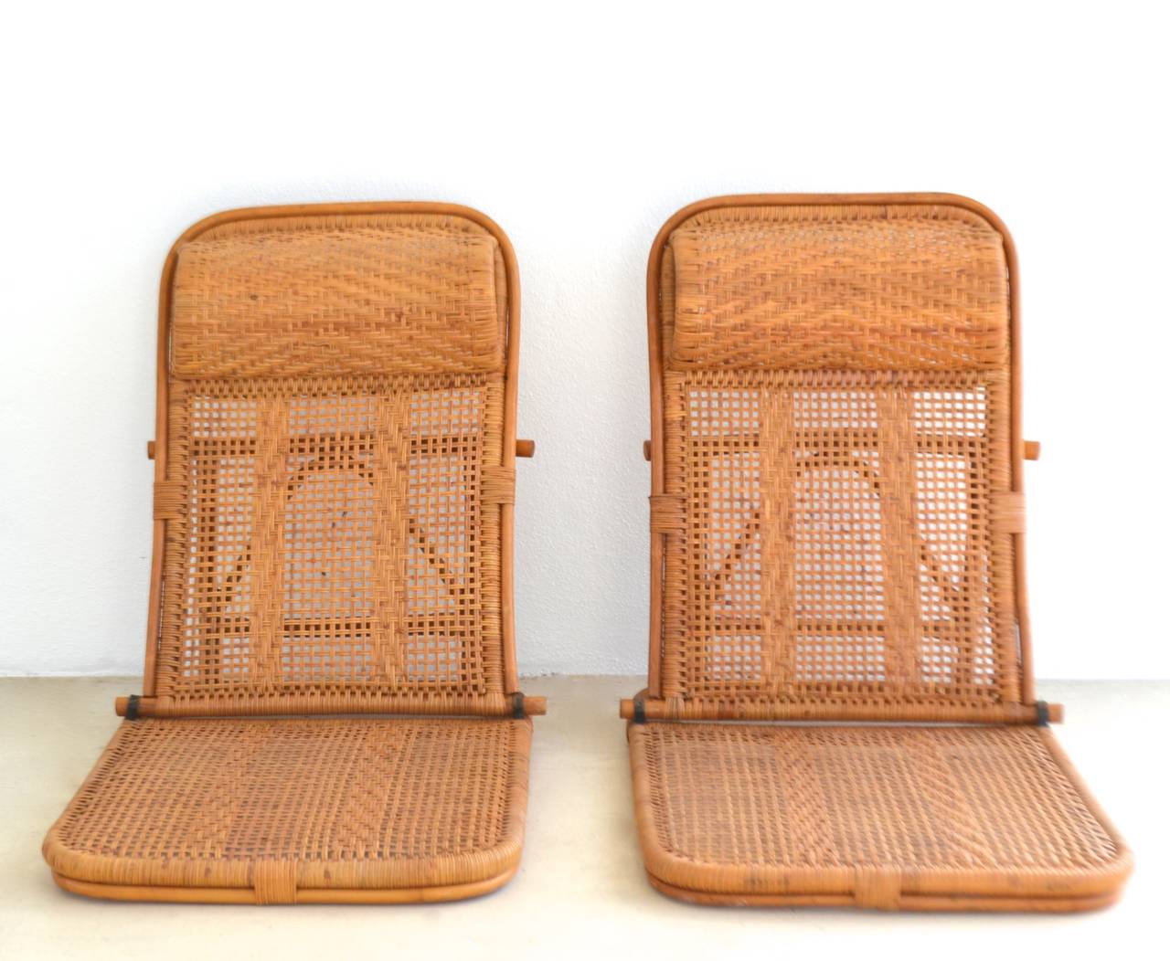 Mid Century Rattan and Bamboo Beach Chairs at 1stdibs