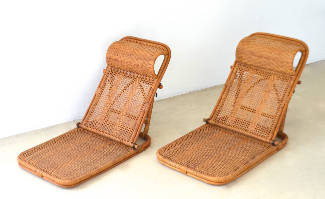 Mid Century Rattan and Bamboo Beach Chairs at 1stdibs