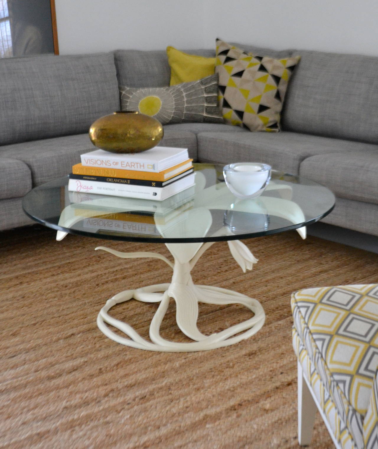 Midcentury White Lacquered, Glass Top Cocktail Table by Arthur Court