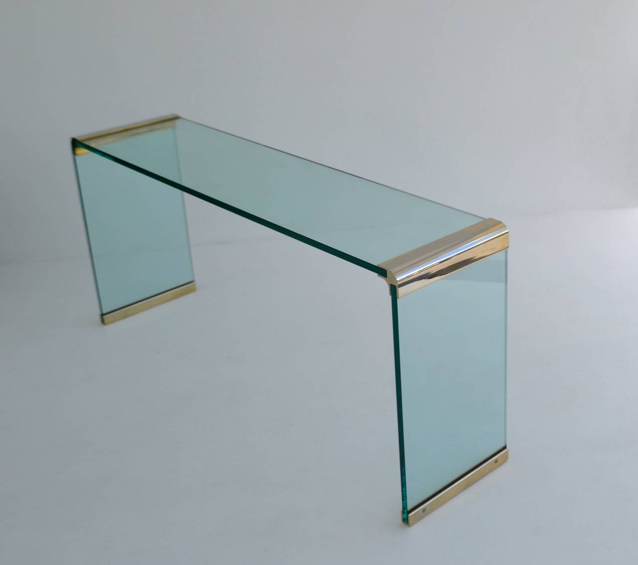 Glass Waterfall Form Console Table or Sofa Table at 1stDibs