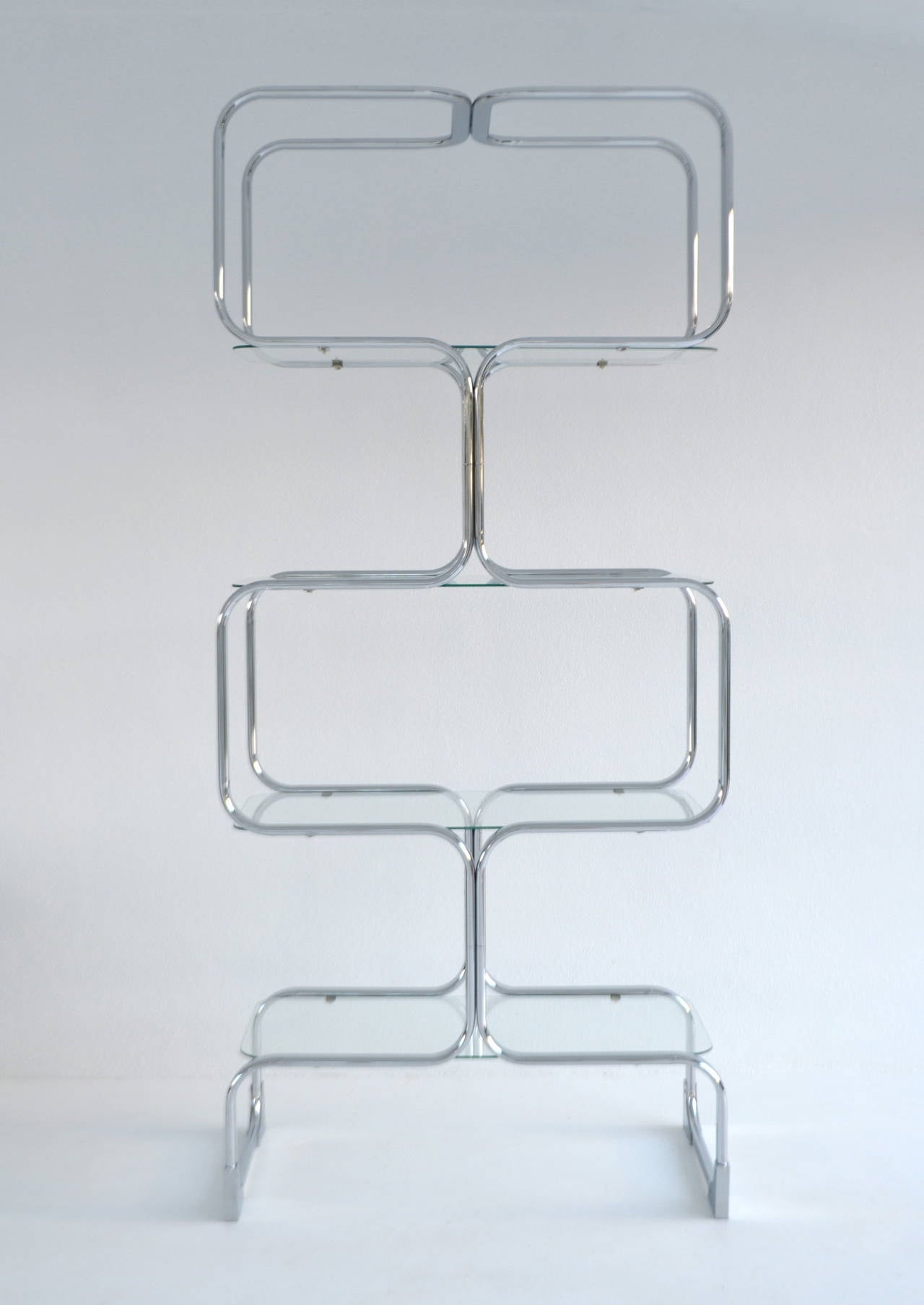 Italian Chrome and Glass PostModern Etagere at 1stDibs