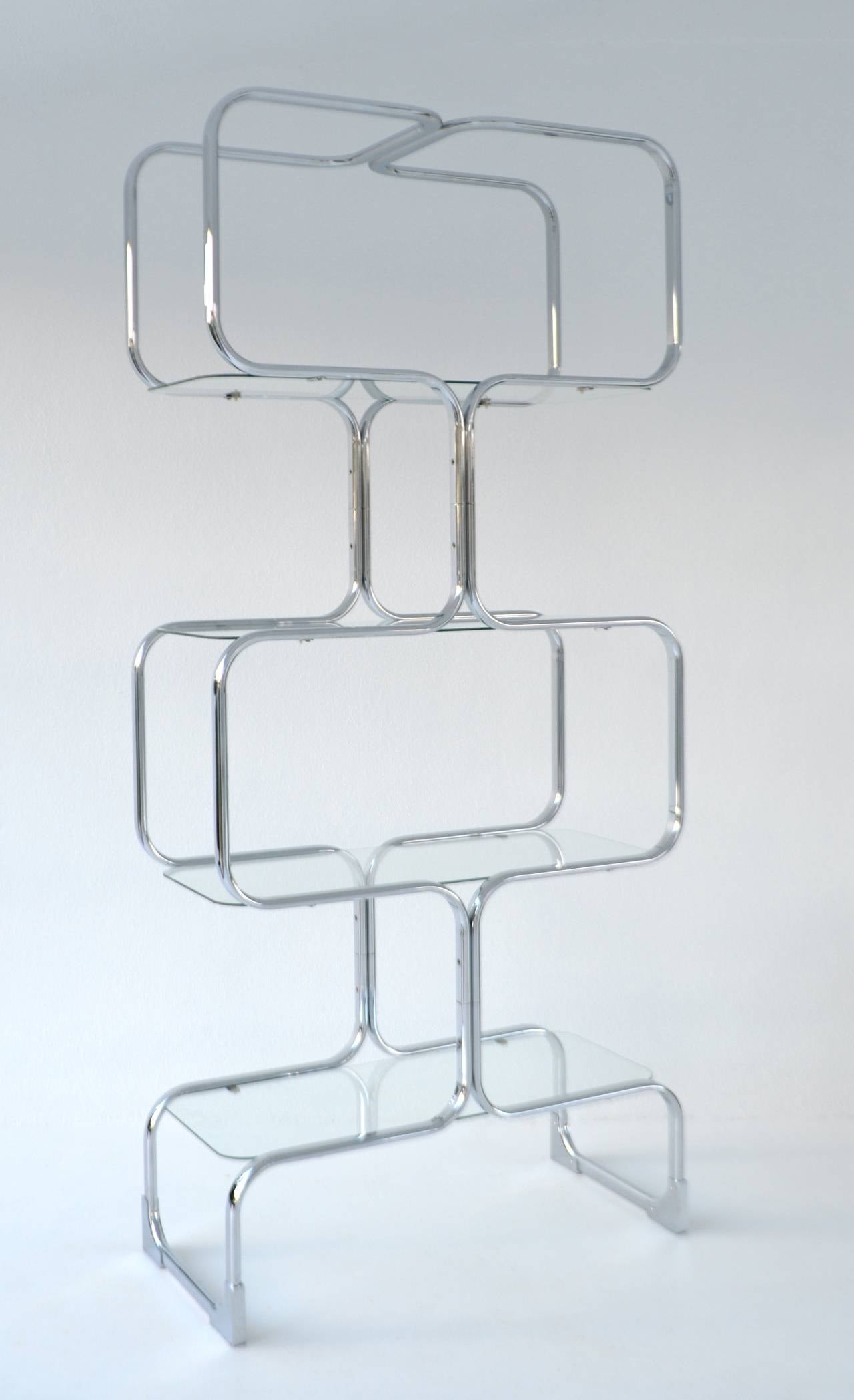 Italian Chrome and Glass PostModern Etagere at 1stDibs