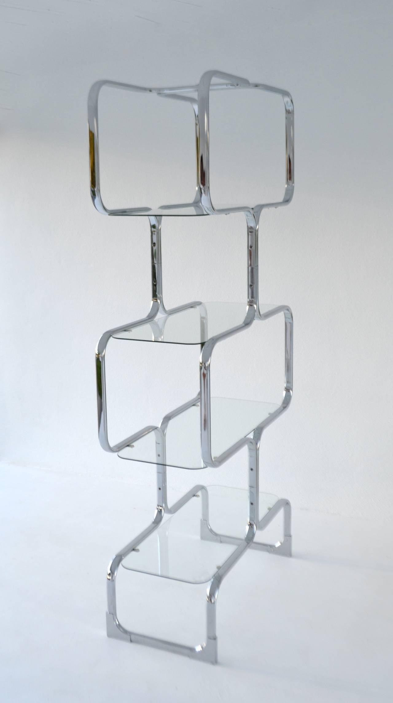 Italian Chrome and Glass PostModern Etagere at 1stDibs