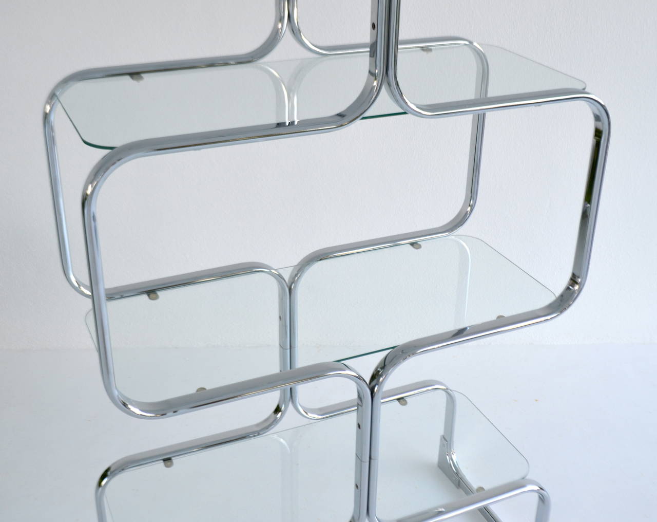 Italian Chrome and Glass PostModern Etagere at 1stDibs